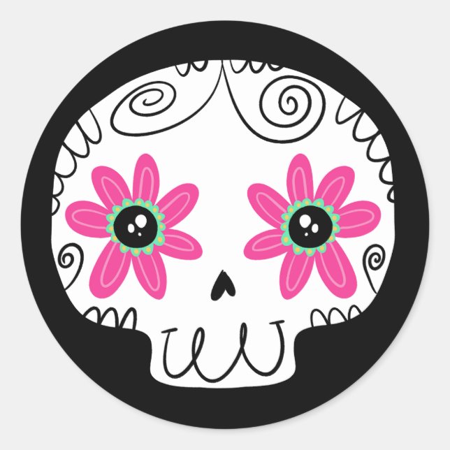 Sugar Skull Day of the Dead Classic Round Sticker (Front)