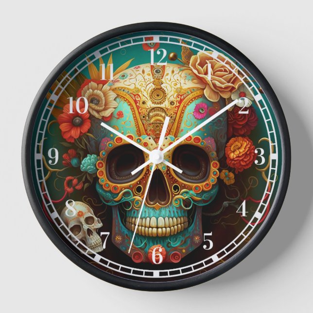 Sugar Skull Day Of The Dead Clock (Front)