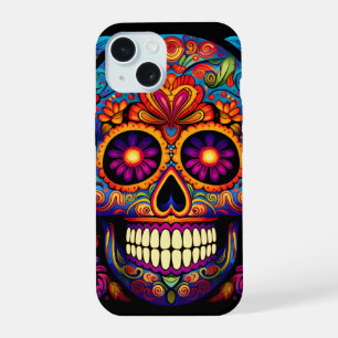 Sugar Skull Day of the Dead Colourful iPhone 15 Case