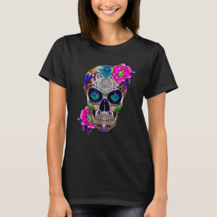 Sugar Skull Day Of The Dead Cool Bone Head Skulls T-Shirt