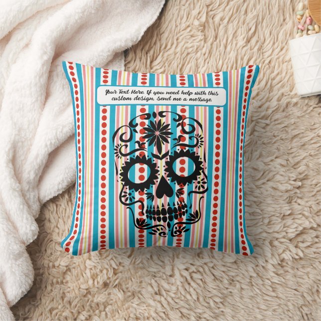Sugar Skull Day of the Dead Día de Muertos Cushion (Blanket)