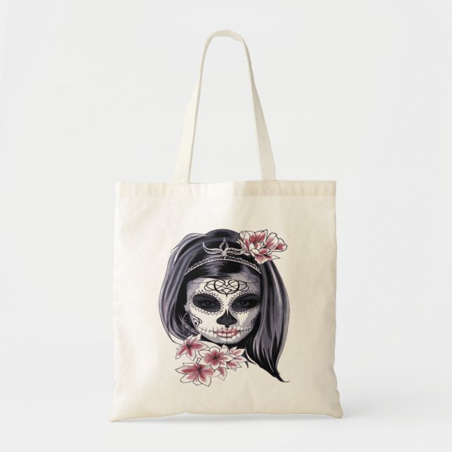 Sugar Skull Day of the Dead Día de Muertos Tote Bag (Front)
