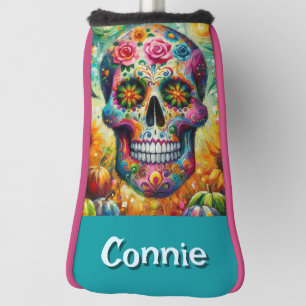 Sugar Skull Day of the Dead Floral Personalised Golf Head Cover