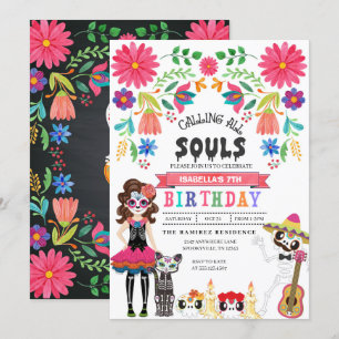 Sugar Skull Day of the Dead Halloween Birthday Invitation