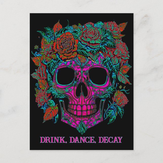 Sugar Skull Day of the Dead halloween Postcard (Front)