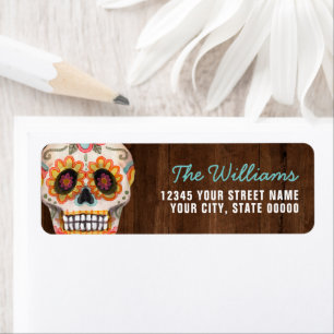 Sugar Skull Day of the Dead Halloween Return Address Label