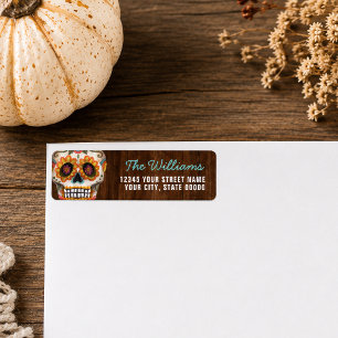 Sugar Skull Day of the Dead Halloween Return Address Label
