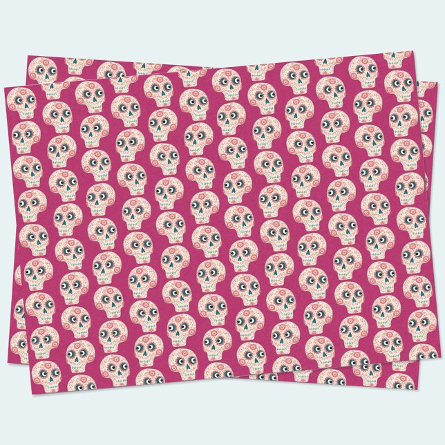 Sugar Skull Day of the Dead Magenta Pink Tissue Paper (Creator Uploaded)