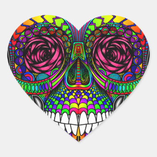 Sugar Skull Day of the Dead Rainbow Colourful Art Heart Sticker