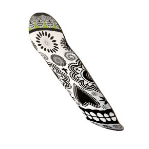 Sugar Skull Day of the Dead Red and Green Skateboard