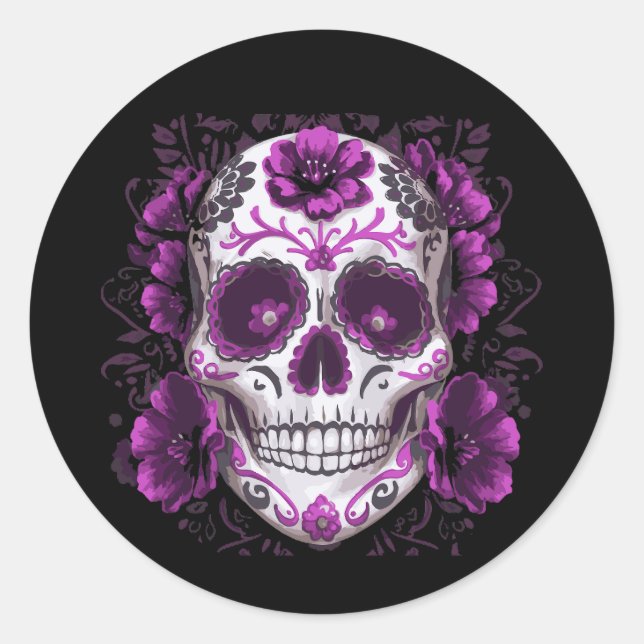 Sugar Skull Day Of The Dead skeletons Men Women Classic Round Sticker (Front)