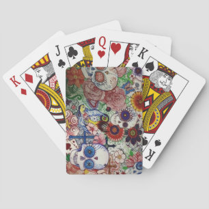 sugar skull day of the dead tattoo playing cards