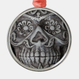 Sugar Skull Day of the Dead Thunder_Cove Metal Ornament