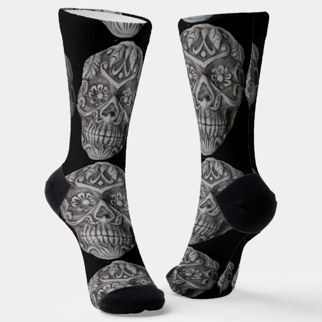 Sugar Skull Day of the Dead Thunder_Cove Socks (Angled)