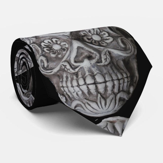 Sugar Skull Day of the Dead Thunder_Cove Tie (Rolled)