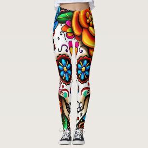 Sugar skull design leggings
