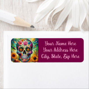 Sugar Skull Dia Day of the Dead Return Address Label