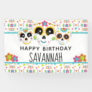 Sugar Skull Dia de La Muerte Halloween Birthday In Banner