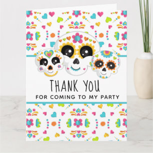 Sugar Skull Dia de La Muerte Halloween Birthday In Thank You Card
