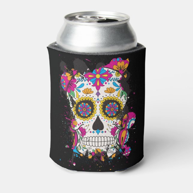 Sugar skull dia de los muertos can cooler (Can Back)
