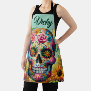 Sugar Skull Dia De Los Muertos Day of the Dead Apron