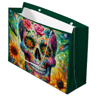 Sugar Skull Dia De Los Muertos Day of the Dead Large Gift Bag
