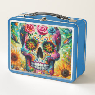 Sugar Skull Dia De Los Muertos Day of the Dead Metal Lunch Box