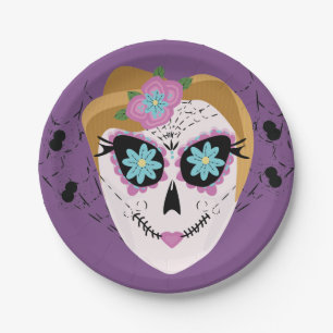 Sugar Skull Dia De Los Muertos Halloween Paper Plate