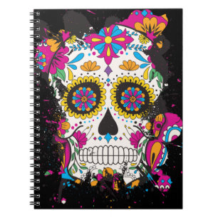 Sugar skull dia de los muertos notebook