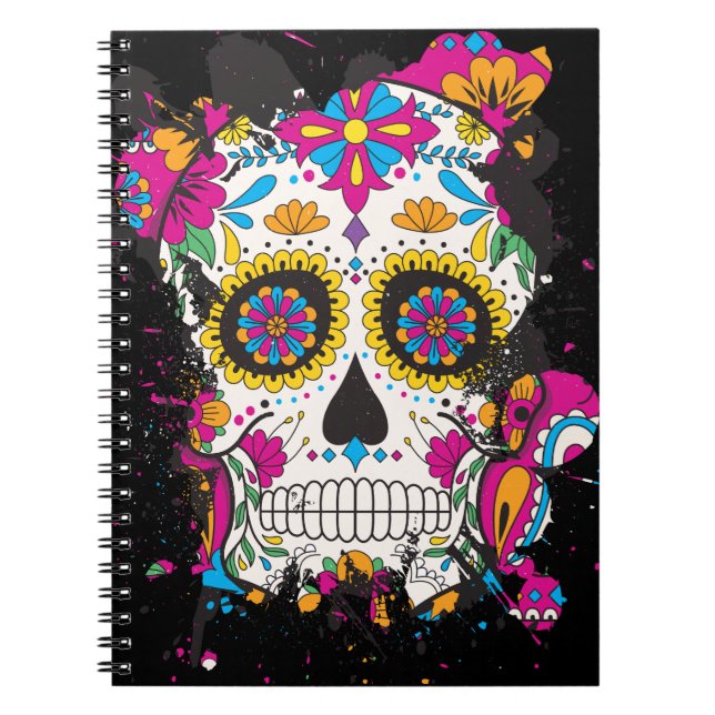 Sugar skull dia de los muertos notebook (Front)