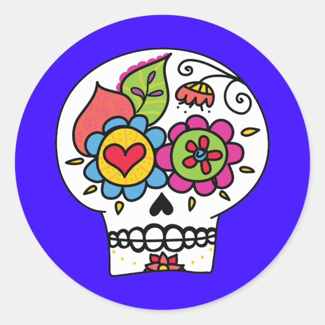 Sugar Skull, Dia de Los Muertos Stickers (Front)