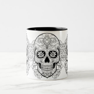 Sugar Skull Dios de los Muertos Halloween Two-Tone Coffee Mug