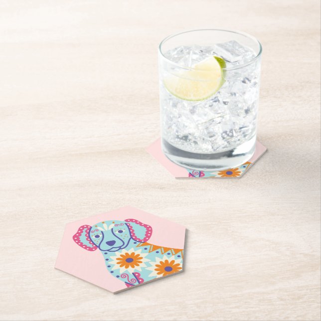Sugar Skull Dog Day of the Dead Paper Coaster (Insitu)