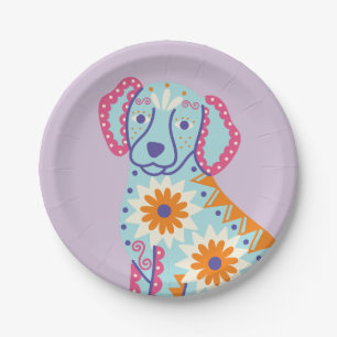 Sugar Skull Dog Day of the Dead Paper Plates