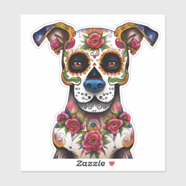 Sugar Skull Dog with a Collar of Roses (Sheet)