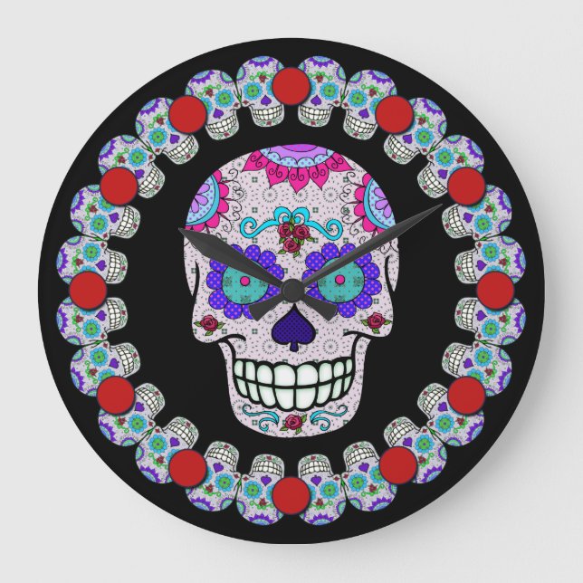 Sugar Skull, DOTD Round (Large) Wall Clock (Front)