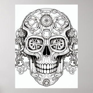 Sugar Skull Drawing Art for Kids + Adults Wall Poster