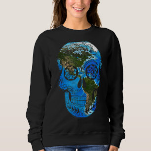 Sugar Skull Earth Day Day Of The Dead Earth Sweatshirt