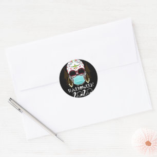 Sugar Skull Face Mask Day of the Dead Halloween Classic Round Sticker
