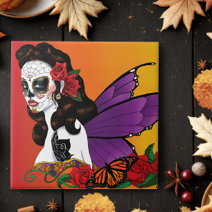 Sugar Skull Fairy Sunset Ceramic Tile