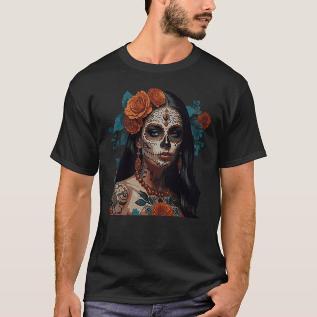 Sugar Skull Floral Crown T-Shirt (Front)