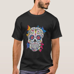 Sugar Skull Floral Dia de Los Muertos Celebration T-Shirt