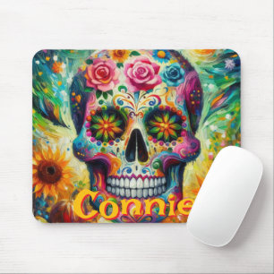 Sugar Skull Floral Roses Sunflower Personalised Mouse Pad