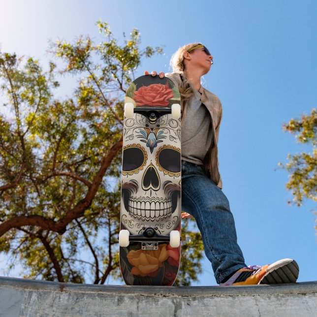 Sugar Skull Floral Skateboard (Outdoor 1)