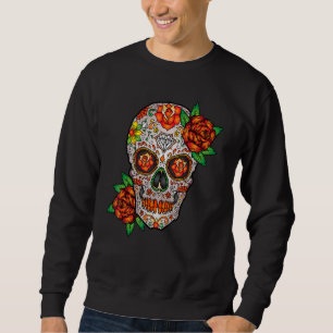 Sugar Skull Flower Day Of Dead Halloween Dia De Lo Sweatshirt