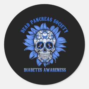Sugar Skull Flower Dead Pancreas Society Diabetes Classic Round Sticker