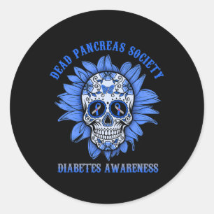 Sugar Skull Flower Dead Pancreas Society Diabetes  Classic Round Sticker