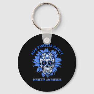 Sugar Skull Flower Dead Pancreas Society Diabetes Key Ring