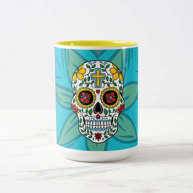 Sugar Skull Flower Eyes Mug (Center)