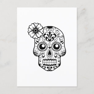Sugar skull flower postcard